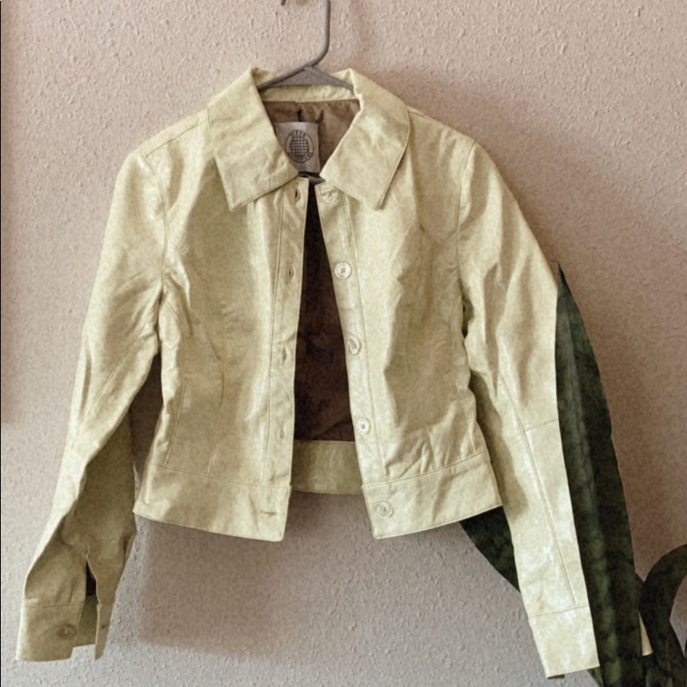 Pastel faux leather crop jacket